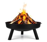 Hebitod Brasero noir de 75 cm avec crochet de feu, trou de drainage et | Avec crochet de feu, ouverture de drainage, poignées fixes et trépied vissé - Pour jardin, terrasse, cour et soirées de feu