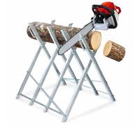 Hebitod Chevalet de scie à bois stable en acier avec 4 supports de dents, galvanisé pliable, charge jusqu'à 150 kg, aide à la scie, pour tronçonneuses, pliable pour troncs d'arbre jusqu'à 23 cm de