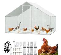 Hebitod Enclos de liberté poulailler, cages en métal 3x2x2m pour petits animaux avec serrure de sécurité et couverture étanche pour parcours de poules, enclos libre pour poules, cage à oiseaux