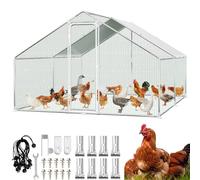 Hebitod Enclos pour poulailler, 3 m x 4 m x 2 m, en métal, avec serrure de sécurité et couvercle étanche pour poules, oiseaux, plantes