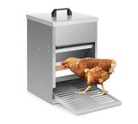 Hebitod Feedomatic Mangeoire automatique pour poules, 5 kg, avec couvercle en acier inoxydable et alimentation par pédale, 1 distributeur automatique de nourriture pour poules, rats et anti-rats