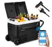 Hebitod Glacière à compresseur 50 l, congélateur, électrique, deux zones et doubles portes, glacière 12 V/24 V jusqu'à -20 °C, avec commande Bluetooth, anti-shake, portable, pour camping, camping-car