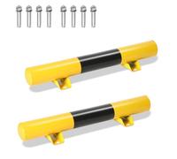 Hebitod Lot de 2 butées de roue en acier - 60 x 7,6 x 9,5 cm - Butée de garage avec 8 vis d'expansion - Bloque-parking en métal - Jaune et noir - Pour garage et parkings