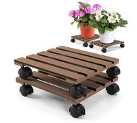 Hebitod Lot de 2 supports pour plantes carrés en WPC - 30 x 30 cm - Support robuste avec roulettes - Résistant aux intempéries - Charge maximale : environ 80 kg par pièce - Pour l'intérieur et