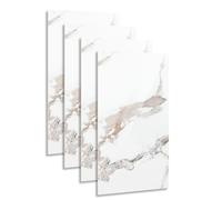 Hebitod Lot de 4 panneaux muraux aspect marbre, revêtement mural en PVC 120 x 60 cm, montage DIY, panneaux décoratifs 3D imperméables pour cuisine, salle de bain, blanc blanc YB002