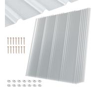 Hebitod Lot de 5 plaques ondulées trapézoïdales transparentes - 90 x 100 cm | FRP Transparent | 1 mm | Profil trapézoïdal | Plusieurs tailles | Plusieurs lots | Paquet de vis et instructions (français