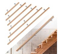 Hebitod Main courante en bois de hêtre - Rampe d'escalier de 50 cm avec support mural - Main courante en bois antidérapante - Pour escaliers, couloirs, escaliers de jardin, balcon, greniers