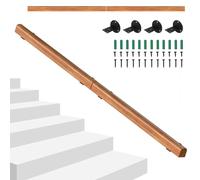 Hebitod Main courante en bois de pin, 180 cm, rampe d'escalier semi-circulaire en bois antidérapante, montée au mur avec matériel de montage, pour escaliers intérieurs, balustrade en noyer clair