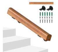 Hebitod Main courante en bois de pin, 60 cm, rampe d'escalier semi-circulaire en bois antidérapante, montée au mur avec matériel de montage, pour escaliers intérieurs, balustrade en noyer clair