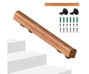 Hebitod Main courante en bois de pin, 60 cm, rampe d'escalier semi-circulaire en bois antidérapante, montée au mur avec matériel de montage, pour escaliers intérieurs, balustrade en noyer clair