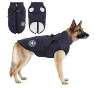 Hebitod Manteau pour chien avec harnais - Imperméable - Manteau d'hiver chaud pour chiot - Coupe-vent - Costume de ski pour animaux de compagnie - Bleu - 3XL