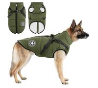 Hebitod Manteau pour chien avec harnais - Imperméable - Manteau d'hiver chaud pour chiot - Coupe-vent - Costume de ski pour animaux de compagnie - Vert - L