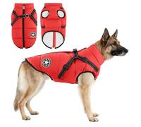 Hebitod Manteau pour chien avec harnais - Imperméable - Manteau d'hiver chaud pour chiot - Coupe-vent - Costume de ski pour animaux de compagnie - Rouge - 3XL