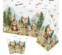 Heboland Animaux de la Forêt Anniversaire Décoration de Table, 2 pièces Nappe Anniversaire Enfant en PEVA pour Décoration d'anniversaire Garçon et Fille, 137 x 274cm