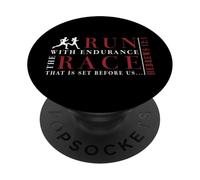 Hebrews 12:1 Run with Endurance The Race - Inspiré des Coureurs PopSockets PopGrip Adhésif