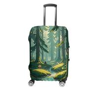 HEBRTGS Housse de bagage tendance avec housse de protection élastique lavable, Enchanted Wilderness Fantasy on Dark Green, L
