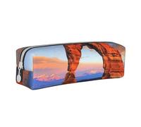 HEBSDFG Arches National Park - Trousse à crayons en cuir et trousse à maquillage - Organiseur minimaliste à fermeture éclair pour l'école, le bureau, les voyages - Cadeau élégant, blanc, Taille