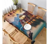HEBSDFG beautiful places - Nappe rectangulaire imprimée - 152 x 228 cm - Réutilisable - Pour salle à manger, buffet, camping, fête, pique-nique en plein air