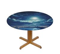 HEBSDFG Belle nappe ronde imprimée nuit M (138 cm de diamètre) - Polyester imperméable à bord élastique pour tables rondes, salle à manger intérieur/extérieur et cadeau