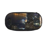 HEBSDFG Belle trousse à crayons avec vue nocturne sur la ville avec emplacements pour stylos pour l'école, les voyages, le bureau, Noir , Taille unique, Cartable