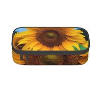 HEBSDFG Beutiful_Trousse à crayons avec imprimé tournesol - Grand compartiment mignon - Organiseur de bureau - Pour l'école, le bureau, le maquillage, les voyages, Noir , Taille unique, Cartable