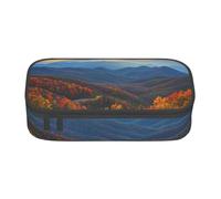 HEBSDFG Blue Ridge Grande trousse à crayons imprimée Parkway Mountains avec compartiment mignon pour l'école, le bureau, le maquillage, les voyages, Noir , Taille unique, Cartable