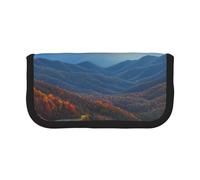 HEBSDFG Blue Ridge Trousse à crayons en toile avec fermeture éclair pour l'école, les voyages, le bureau, Noir , Taille unique, Cartable