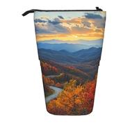 HEBSDFG Blue Ridge Trousse à crayons rétractable avec fermeture éclair pour l'école, le bureau, les voyages, Noir , Taille unique, Cartable