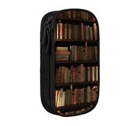 HEBSDFG Book Room Trousse à crayons avec emplacements pour stylos et pochettes pour l'école, les voyages, le maquillage Noir, Noir , One Size, Cartable