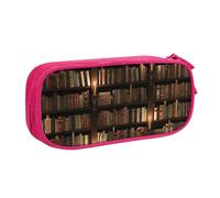 HEBSDFG Book Room Trousse à crayons noire haute capacité avec imprimé bibliothèque mystérieuse pour garçons et filles, trousse de maquillage pour étudiants, école, université, bureau, rose, One Size