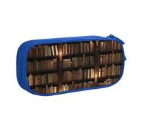 HEBSDFG Book Room Trousse à crayons noire haute capacité avec imprimé bibliothèque mystérieuse pour garçons et filles, trousse de maquillage pour étudiants, école, université, bureau, bleu, One Size