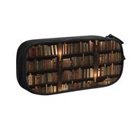 HEBSDFG Book Room Trousse à crayons noire haute capacité avec imprimé bibliothèque mystérieuse pour garçons et filles, trousse de maquillage pour étudiants, école, université, bureau, Noir , One Size