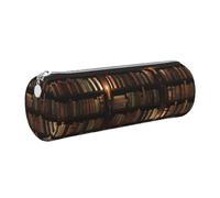 HEBSDFG Book Room Trousse ronde en cuir avec fermeture éclair dorée pour l'école, le bureau, les voyages, Argenté., One Size, Cartable