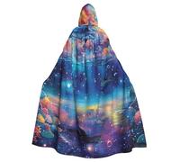 HEBSDFG Cape à capuche imprimée espace coloré et dauphin pour Halloween, Noël, cosplay, costume pour homme et femme, costume adulte