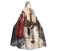 HEBSDFG Cape à capuche imprimée London Street rouge pour Halloween, Noël, cosplay, costume pour homme et femme