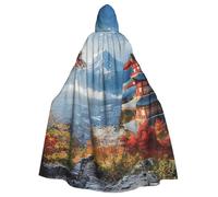 HEBSDFG Cape à capuche imprimée paysage du mont Fuji du Japon pour Halloween, Noël, cosplay, costume pour homme et femme, costume adulte