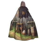 HEBSDFG Cape à capuche unisexe imprimée maison rurale pour Halloween, Noël, cosplay, costume pour homme et femme, costume adulte