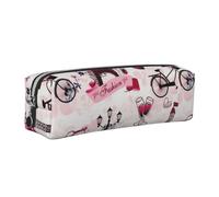 HEBSDFG Cityscape Trousse à crayons en cuir avec fermeture éclair dorée Motif Tour Eiffel de France, Argenté., One Size, Cartable