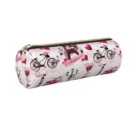 HEBSDFG Cityscape Trousse ronde en cuir avec fermeture éclair dorée Motif Tour Eiffel de France Pour l'école, le bureau, les voyages, doré, One Size, Cartable