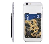 HEBSDFG Étui portefeuille 3D pour téléphone avec motif éléphant gris avec adhésif pour iPhone et Android, Dragon jaune, One Size, Décontracté