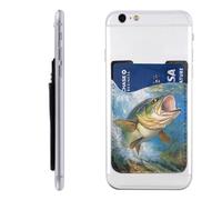 HEBSDFG Étui portefeuille avec support de carte de téléphone imprimé marbre noir et blanc, adhésif 3M pour iPhone et Android, Bass Fishing Wave, Taille unique, Décontracté