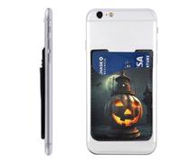 HEBSDFG Étui portefeuille avec support de carte de téléphone imprimé Père Noël, adhésif 3M pour iPhone et Android, Cimetière de chauve-souris d'Halloween, Taille unique, Décontracté