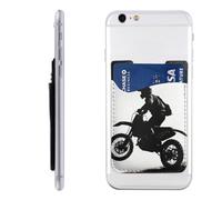 HEBSDFG Étui portefeuille avec support de carte de téléphone imprimé Père Noël, adhésif 3M pour iPhone et Android, Silhouette du cycliste, Taille unique, Décontracté