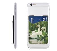 HEBSDFG Étui portefeuille avec support de carte de téléphone imprimé poulet jaune, adhésif 3M pour iPhone et Android, Swan Green Leaves, Taille unique, Décontracté