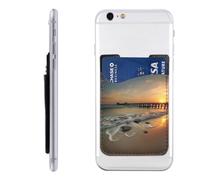 HEBSDFG Étui portefeuille avec support de carte de téléphone imprimé poulet jaune, adhésif 3M pour iPhone et Android, Sunset Beach, Taille unique, Décontracté