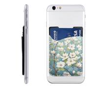 HEBSDFG Étui portefeuille pour téléphone avec imprimé oiseau de paradis tropical, adhésif 3M pour iPhone et Android, Fleurs de printemps Dogwood, Taille unique, Décontracté