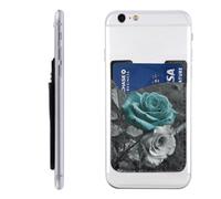 HEBSDFG Étui portefeuille pour téléphone avec imprimé oiseau de paradis tropical, adhésif 3M pour iPhone et Android, Rose gris sarcelle, Taille unique, Décontracté