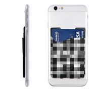 HEBSDFG Étui portefeuille pour téléphone avec motif plume de paon imprimé avec adhésif 3M pour iPhone et Android, Plaid monochrome, Taille unique, Décontracté