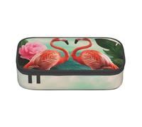 HEBSDFG Grande trousse à crayons avec deux flamants roses - Joli compartiment - Organiseur de bureau - Pour l'école, le bureau, le maquillage, les voyages, Noir , Taille unique, Cartable