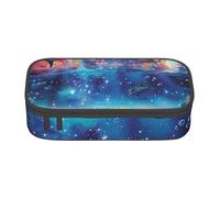 HEBSDFG Grande trousse à crayons avec espace coloré et imprimé dauphin - Joli compartiment - Organiseur de bureau - Pour l'école, le bureau, le maquillage, les voyages, Noir , Taille unique, Cartable